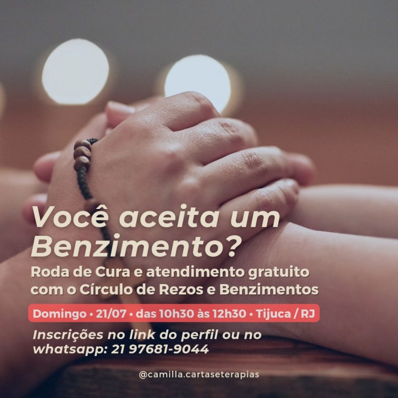 Benzimento gratuito: vem com a gente neste&nbsp;domingo